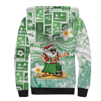 Hawaii Mele Kalikimaka Sherpa Hoodie Hula Santa Retro Style Green - Polynesian Pride