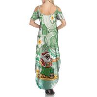 Hawaii Mele Kalikimaka Summer Maxi Dress Hula Santa Retro Style Green - Polynesian Pride