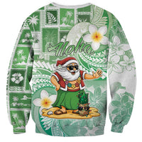 Hawaii Mele Kalikimaka Sweatshirt Hula Santa Retro Style Green - Polynesian Pride