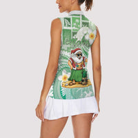 Hawaii Mele Kalikimaka Women Sleeveless Polo Shirt Hula Santa Retro Style Green LT05 - Polynesian Pride