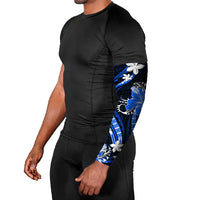 Blue Polynesian Pattern With Tropical Flowers Arm Sleeves - Polynesian Pride