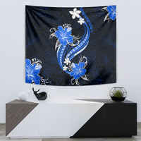 Blue Polynesian Pattern With Tropical Flowers Tapestry LT05 - Polynesian Pride