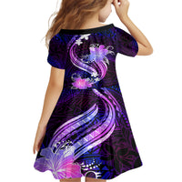 Galaxy Polynesian Pattern With Tropical Flowers Family Matching Short Sleeve Bodycon Dress and Hawaiian Shirt LT05 - Polynesian Pride
