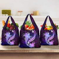 Galaxy Polynesian Pattern With Tropical Flowers Grocery Bag LT05 3-pack One Size Galaxy - Polynesian Pride