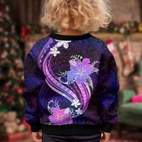 Galaxy Polynesian Pattern With Tropical Flowers Kid Ugly Christmas Sweater LT05 - Polynesian Pride