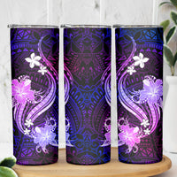 Galaxy Polynesian Pattern With Tropical Flowers Skinny Tumbler
