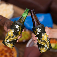 Gold Polynesian Pattern With Tropical Flowers 4 in 1 Can Cooler Tumbler