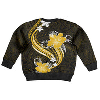 Gold Polynesian Pattern With Tropical Flowers Kid Ugly Christmas Sweater LT05 - Polynesian Pride