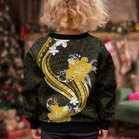 Gold Polynesian Pattern With Tropical Flowers Kid Ugly Christmas Sweater LT05 - Polynesian Pride