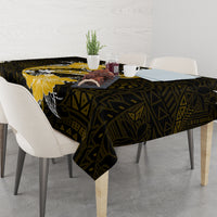 Gold Polynesian Pattern With Tropical Flowers Tablecloth LT05 - Polynesian Pride