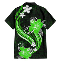 Green Polynesian Pattern With Tropical Flowers Family Matching Puletasi Dress and Hawaiian Shirt LT05 - Polynesian Pride
