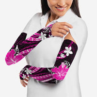 Pink Polynesian Pattern With Tropical Flowers Arm Sleeves - Polynesian Pride
