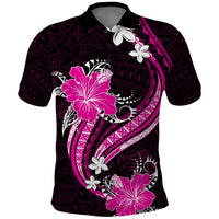 Pink Polynesian Pattern With Tropical Flowers Polo Shirt LT05 Pink - Polynesian Pride