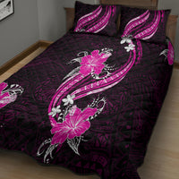 Pink Polynesian Pattern With Tropical Flowers Quilt Bed Set LT05 - Polynesian Pride