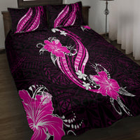 Pink Polynesian Pattern With Tropical Flowers Quilt Bed Set LT05 - Polynesian Pride