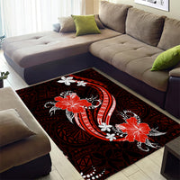 Red Polynesian Pattern With Tropical Flowers Area Rug LT05 - Polynesian Pride