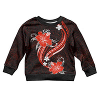 Red Polynesian Pattern With Tropical Flowers Kid Ugly Christmas Sweater LT05 Kid Red - Polynesian Pride