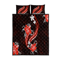 Red Polynesian Pattern With Tropical Flowers Quilt Bed Set LT05 Red - Polynesian Pride