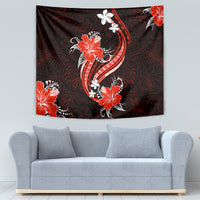 Red Polynesian Pattern With Tropical Flowers Tapestry LT05 - Polynesian Pride