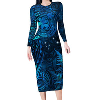New Zealand Matariki Family Matching Long Sleeve Bodycon Dress and Hawaiian Shirt Maori New Year LT05