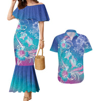 Polynesia Sea Turtle Couple Couples Matching Mermaid Dress and Hawaiian Shirt Love Is Life