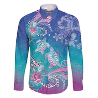 Polynesia Sea Turtle Couple Family Matching Short Sleeve Bodycon Dress and Hawaiian Shirt Love Is Life