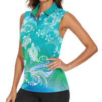 Polynesia Sea Turtle Couple Women Sleeveless Polo Shirt I Am Turtley In Love With You