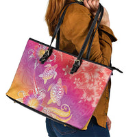 Polynesia Sea Turtle Couple Leather Tote Bag One Soul One Love