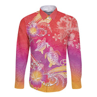 Polynesia Sea Turtle Couple Long Sleeve Button Shirt One Soul One Love