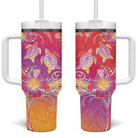 Polynesia Sea Turtle Couple Tumbler With Handle One Soul One Love
