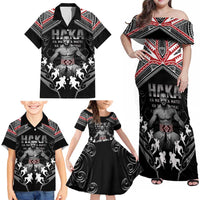 New Zealand Aotearoa Family Matching Off Shoulder Maxi Dress and Hawaiian Shirt Traditional Kapa Haka LT05 - Polynesian Pride