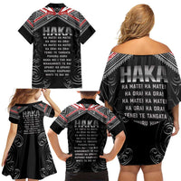 New Zealand Aotearoa Family Matching Off Shoulder Short Dress and Hawaiian Shirt Traditional Kapa Haka LT05 - Polynesian Pride