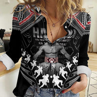 New Zealand Aotearoa Women Casual Shirt Traditional Kapa Haka LT05 Female Black - Polynesian Pride
