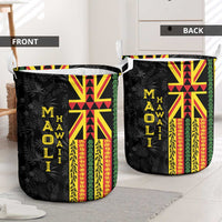 Hawaii Maoli Spirit Laundry Basket Kakau Pattern With Flower Lei - Polynesian Pride