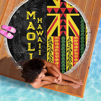 Hawaii Maoli Spirit Beach Blanket Kakau Pattern With Flower Lei LT05 - Polynesian Pride