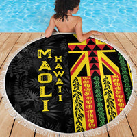 Hawaii Maoli Spirit Beach Blanket Kakau Pattern With Flower Lei LT05 - Polynesian Pride