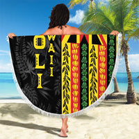 Hawaii Maoli Spirit Beach Blanket Kakau Pattern With Flower Lei LT05 - Polynesian Pride