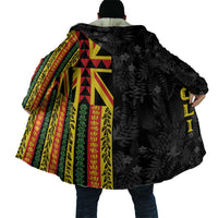 Hawaii Maoli Spirit Cloak Kakau Pattern With Flower Lei - Polynesian Pride