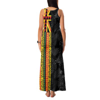 Hawaii Maoli Spirit Family Matching Tank Maxi Dress and Hawaiian Shirt Kakau Pattern With Flower Lei LT05 - Polynesian Pride
