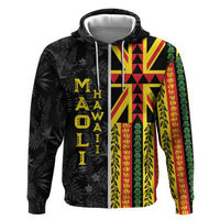 Hawaii Maoli Spirit Hoodie Kakau Pattern With Flower Lei - Polynesian Pride