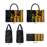 Hawaii Maoli Spirit Leather Bag Kakau Pattern With Flower Lei - Polynesian Pride