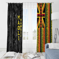Hawaii Maoli Spirit Window Curtain Kakau Pattern With Flower Lei LT05 - Polynesian Pride