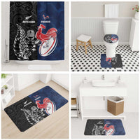 France And New Zealand Rugby Bathroom Set Les Bleus Rooster With Maori Tiki LT05 - Polynesian Pride