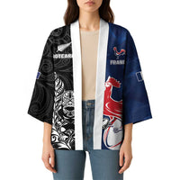 France And New Zealand Rugby Custom Kimono Les Bleus Rooster With Maori Tiki LT05 - Polynesian Pride