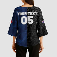 France And New Zealand Rugby Custom Kimono Sleeve Blouse Les Bleus Rooster With Maori Tiki LT05 - Polynesian Pride