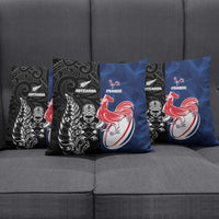 France And New Zealand Rugby Pillow Cover Les Bleus Rooster With Maori Tiki LT05 - Polynesian Pride