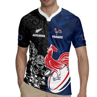 France And New Zealand Rugby Custom Rugby Jersey Les Bleus Rooster With Maori Tiki LT05 - Polynesian Pride