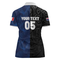 France And New Zealand Rugby Custom Women Polo Shirt Les Bleus Rooster With Maori Tiki - Polynesian Pride