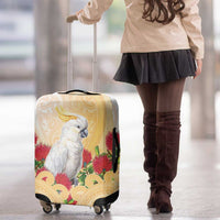 New Zealand Aotearoa Cockatoo Luggage Cover Maori Pattern With Pohutukawa Flowers LT05 - Polynesian Pride