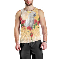 New Zealand Aotearoa Cockatoo Men Tank Top Maori Pattern With Pohutukawa Flowers LT05 - Polynesian Pride